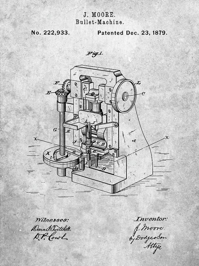 Pp757-slate Bullet Machine Patent Poster Digital Art by Cole Borders ...