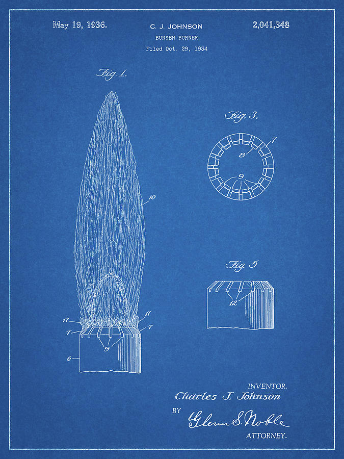 Patents Digital Art - Pp759-blueprint Bunsen Burner Gas Distribution Patent Poster by Cole Borders