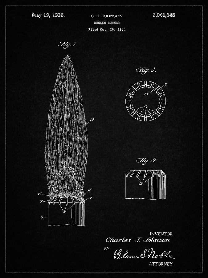 Patents Digital Art - Pp759-vintage Black Bunsen Burner Gas Distribution Patent Poster by Cole Borders