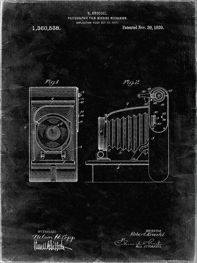 Patents Photograph - Pp761-black Grunge Camera Film Winding Patent Print by Cole Borders
