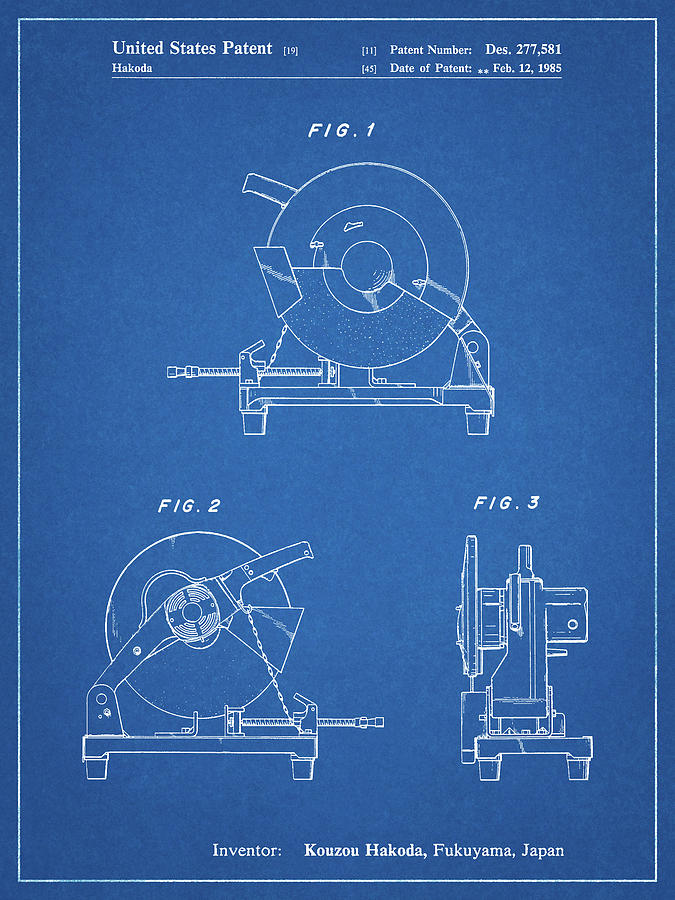 Tool Digital Art - Pp762-blueprint Chop Saw Patent Poster by Cole Borders