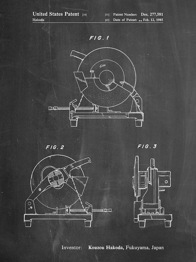 Tool Digital Art - Pp762-chalkboard Chop Saw Patent Poster by Cole Borders