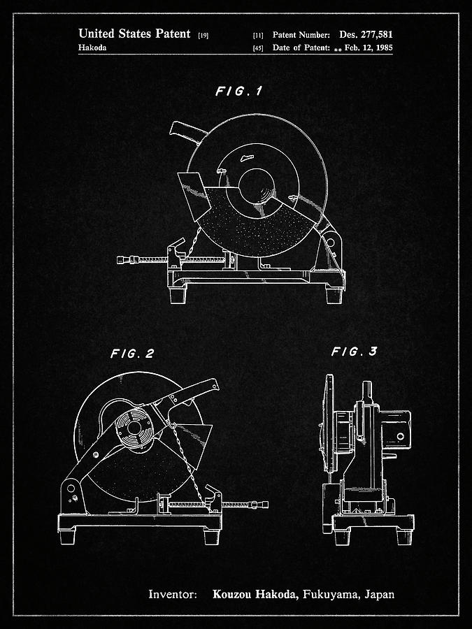 Tool Digital Art - Pp762-vintage Black Chop Saw Patent Poster by Cole Borders