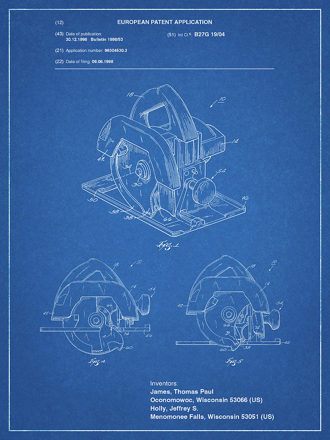 Tool Digital Art - Pp767-blueprint Circular Saw Patent Poster by Cole Borders
