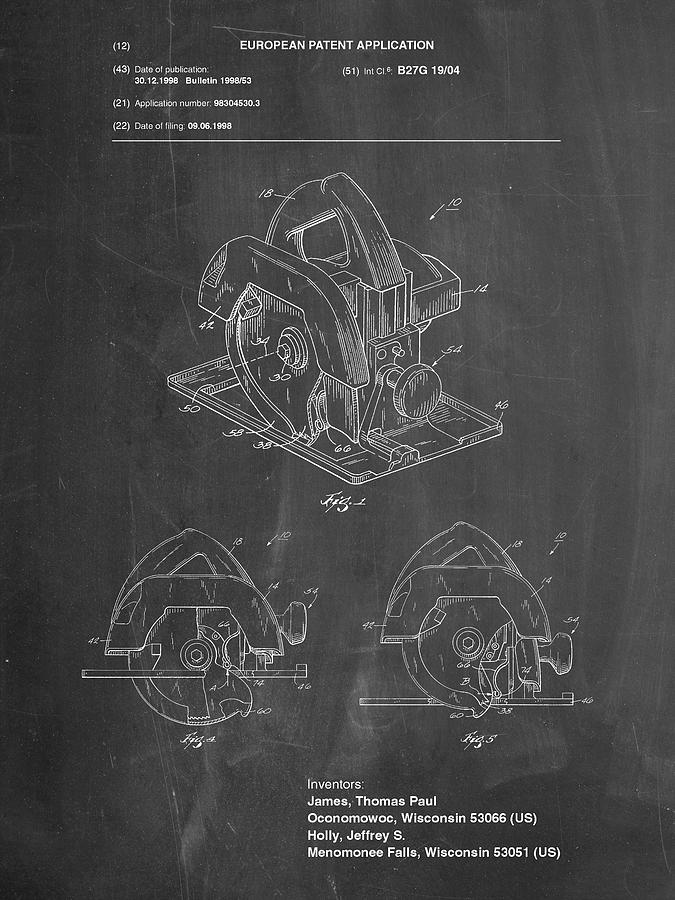 Tool Digital Art - Pp767-chalkboard Circular Saw Patent Poster by Cole Borders
