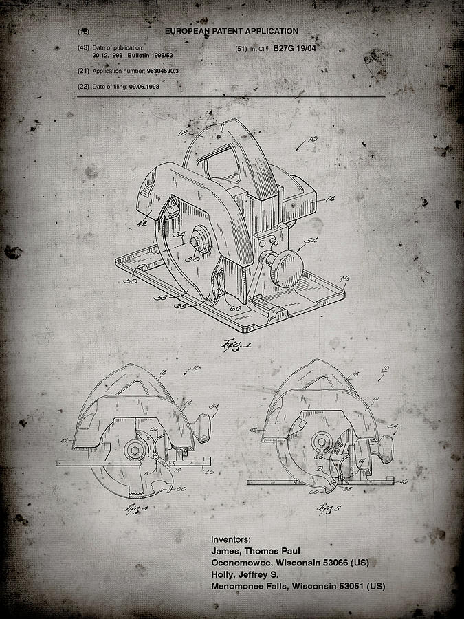Tool Digital Art - Pp767-faded Grey Circular Saw Patent Poster by Cole Borders