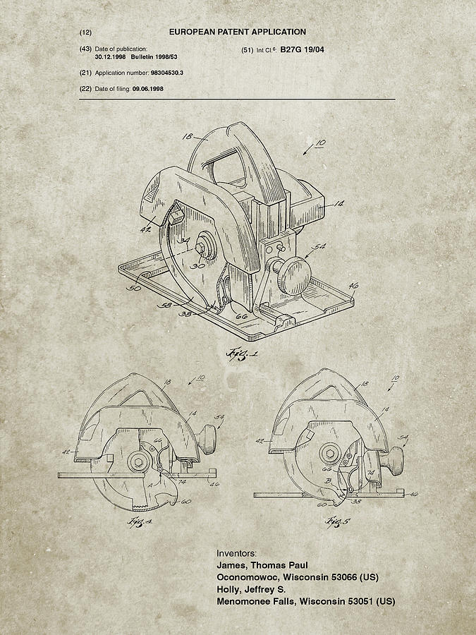 Tool Digital Art - Pp767-sandstone Circular Saw Patent Poster by Cole Borders