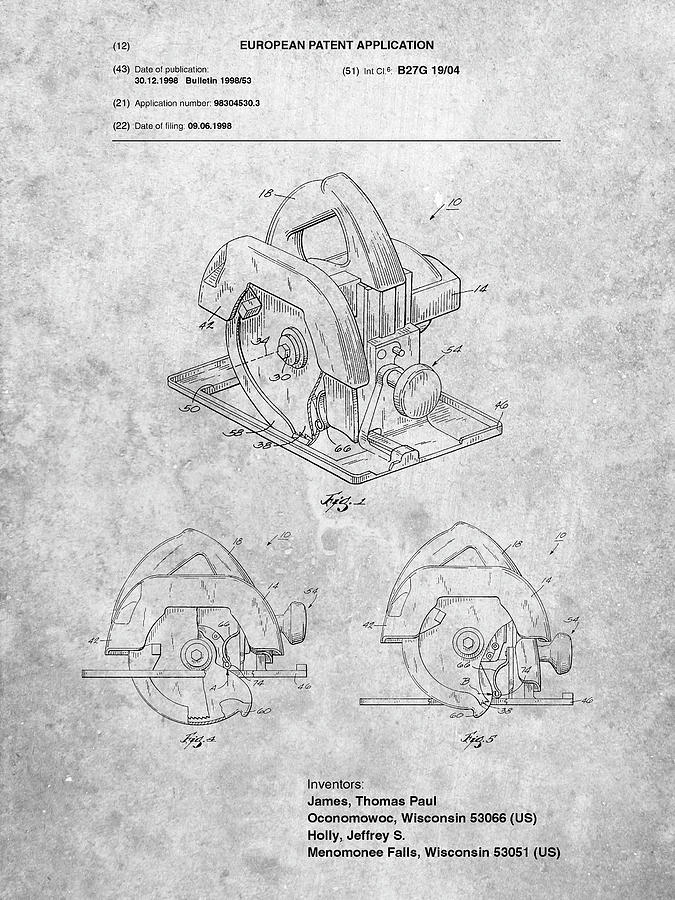 Tool Digital Art - Pp767-slate Circular Saw Patent Poster by Cole Borders