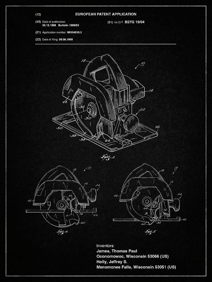 Tool Digital Art - Pp767-vintage Black Circular Saw Patent Poster by Cole Borders