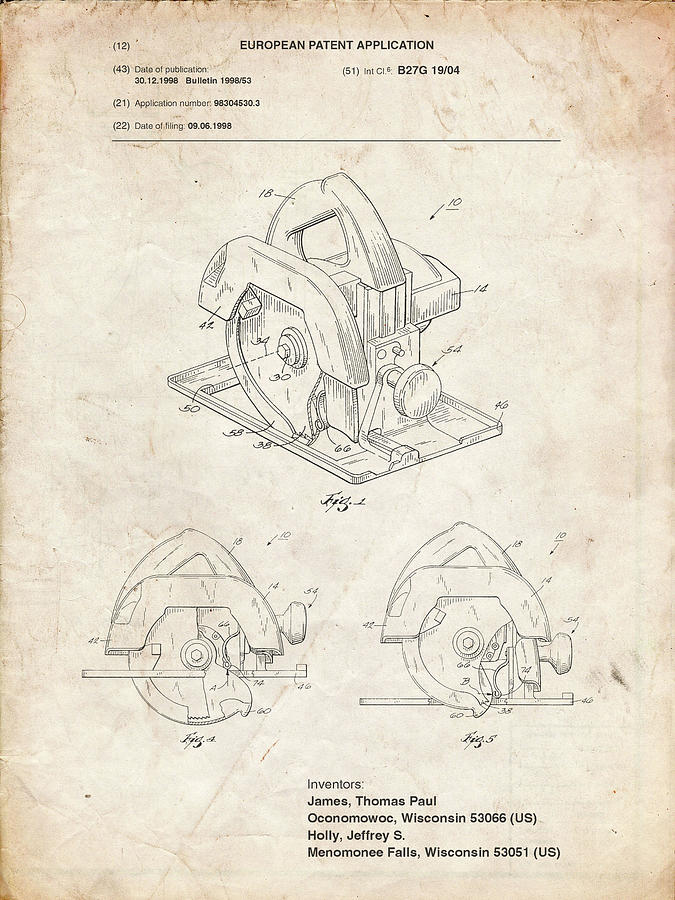 Tool Digital Art - Pp767-vintage Parchment Circular Saw Patent Poster by Cole Borders