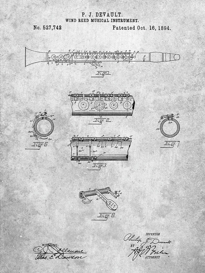 Patents Digital Art - Pp768-slate Clarinet 1894 Patent Poster by Cole Borders
