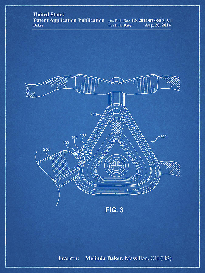 Patents Digital Art - Pp775-blueprint Cpap Mask Patent Poster by Cole Borders