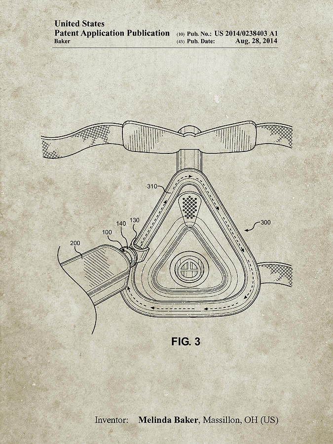 Patents Digital Art - Pp775-sandstone Cpap Mask Patent Poster by Cole Borders