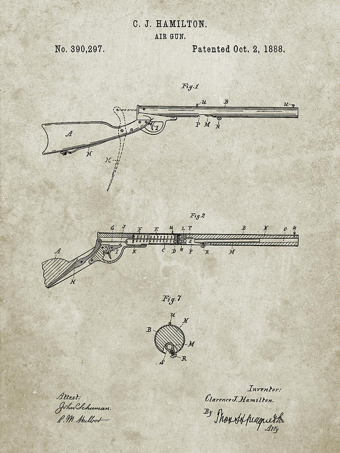Patents Digital Art - Pp777-sandstone Daisy Air Rifle Patent Art by Cole Borders