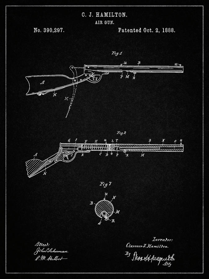 Patents Digital Art - Pp777-vintage Black Daisy Air Rifle Patent Art by Cole Borders
