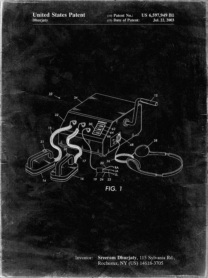 Patents Digital Art - Pp778-black Grunge Defibrillator Patent Poster by Cole Borders
