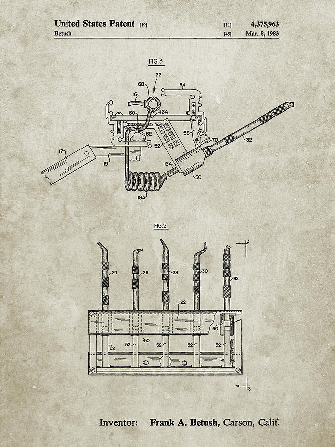 Patents Digital Art - Pp779-sandstone Dental Tools Patent Poster by Cole Borders
