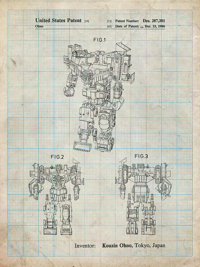 Patents Digital Art - Pp780-antique Grid Parchment Devastator Transformer Patent Poster by Cole Borders