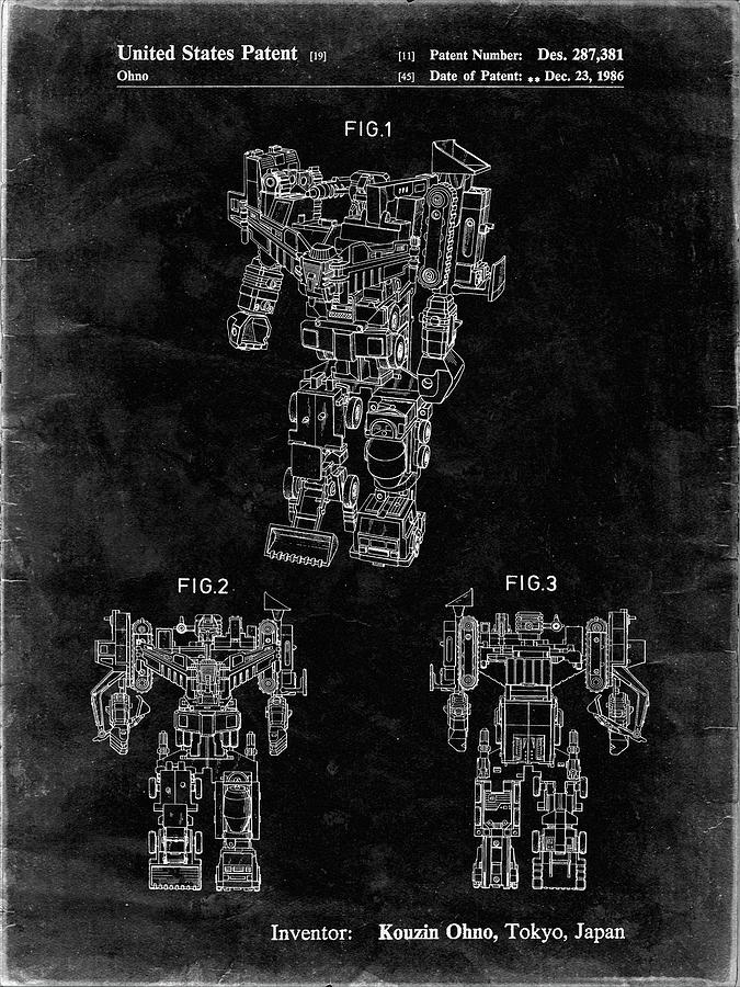 Patents Digital Art - Pp780-black Grunge Devastator Transformer Patent Poster by Cole Borders