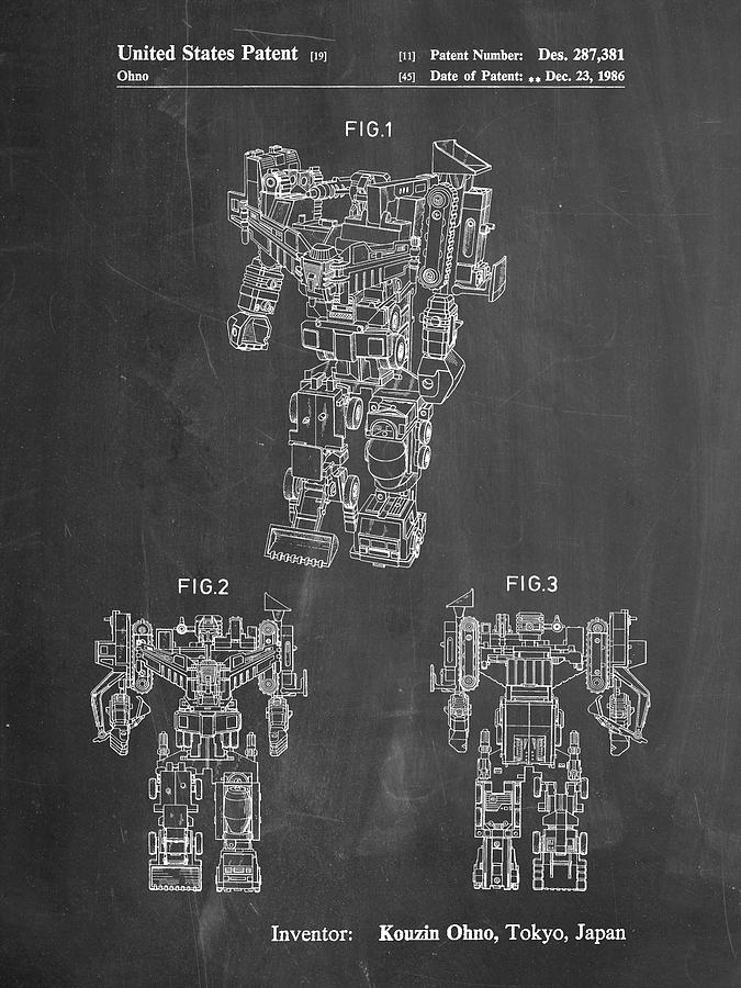 Patents Digital Art - Pp780-chalkboard Devastator Transformer Patent Poster by Cole Borders