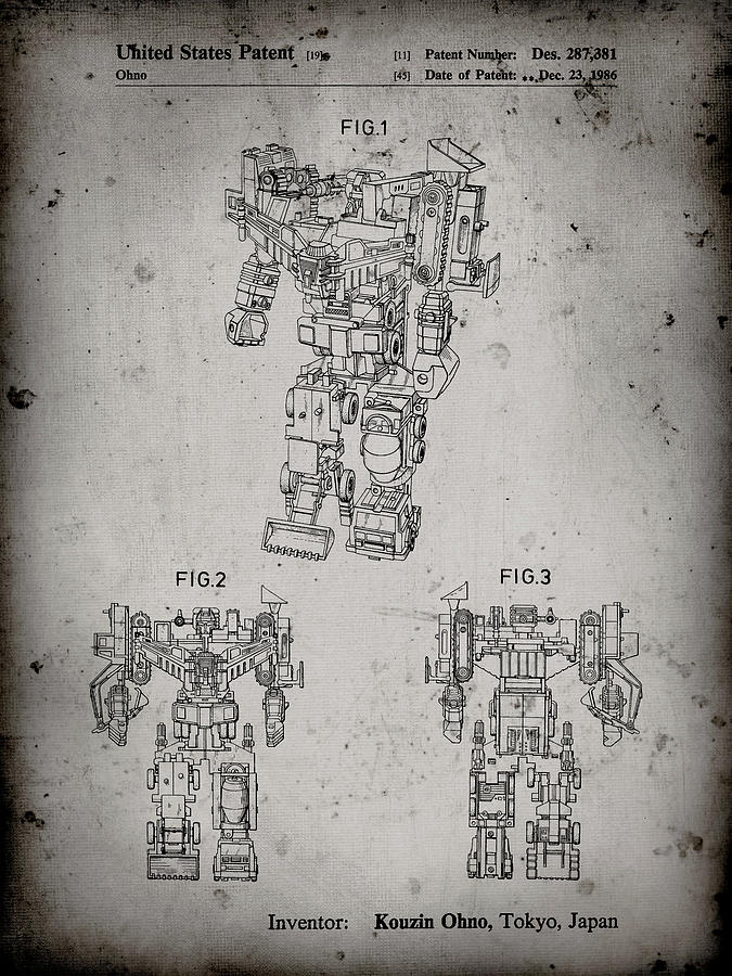 Patents Digital Art - Pp780-faded Grey Devastator Transformer Patent Poster by Cole Borders