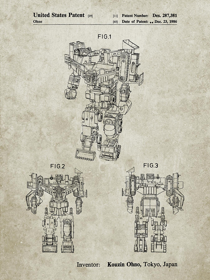 Patents Digital Art - Pp780-sandstone Devastator Transformer Patent Poster by Cole Borders
