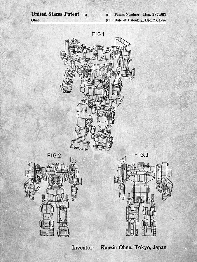 Patents Digital Art - Pp780-slate Devastator Transformer Patent Poster by Cole Borders