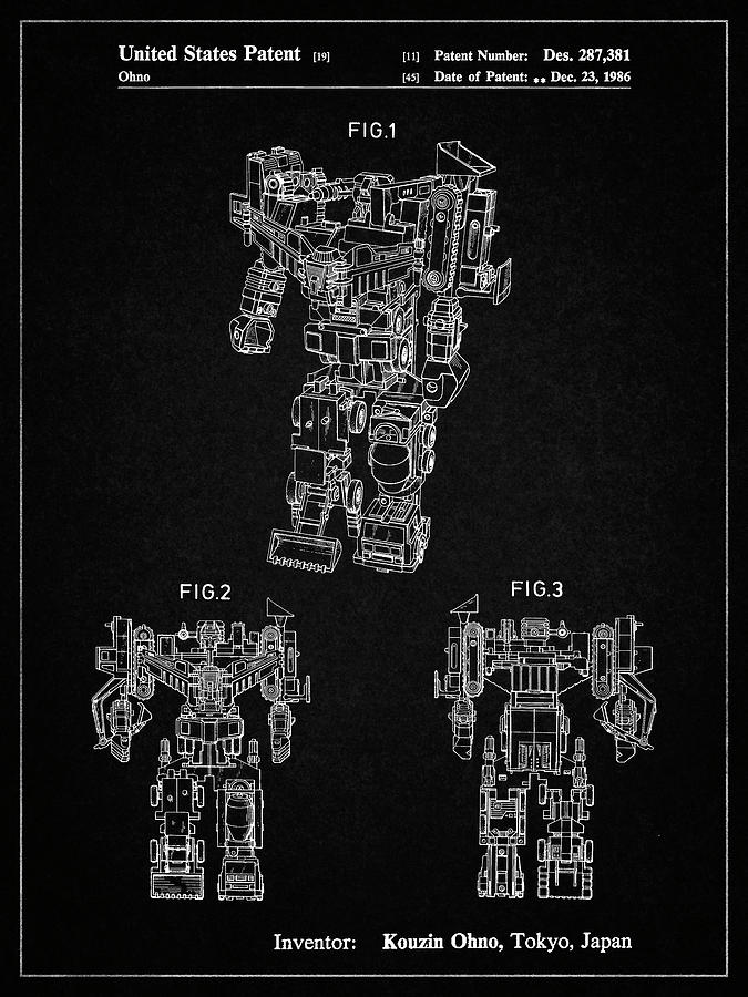 Patents Digital Art - Pp780-vintage Black Devastator Transformer Patent Poster by Cole Borders