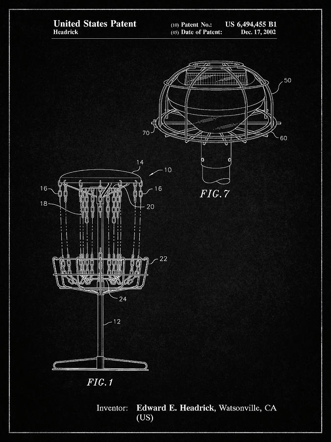 Patents Digital Art - Pp782-vintage Black Disc Golf Basket Patent Poster by Cole Borders