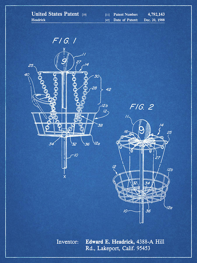 pp783-blueprint-disk-golf-basket-1988-patent-poster-digital-art-by-cole