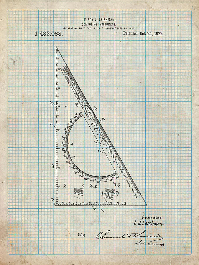 Pp786-antique Grid Parchment Drafting Triangle 1922 Patent Poster Digital Art by Cole Borders Pp786-antique Grid Parchment Drafting Triangle 1922 Patent Poster Digital Art by Cole Borders