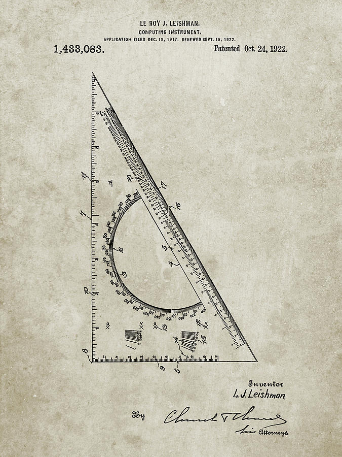 Architecture Digital Art - Pp786-sandstone Drafting Triangle 1922 Patent Poster by Cole Borders
