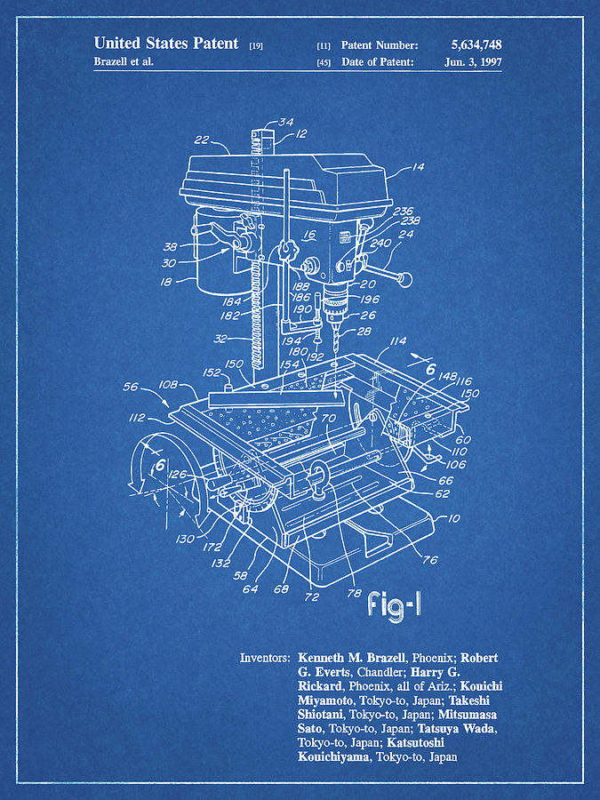 Pp165- Blueprint Paper Clip Patent Poster Metal Print by Cole