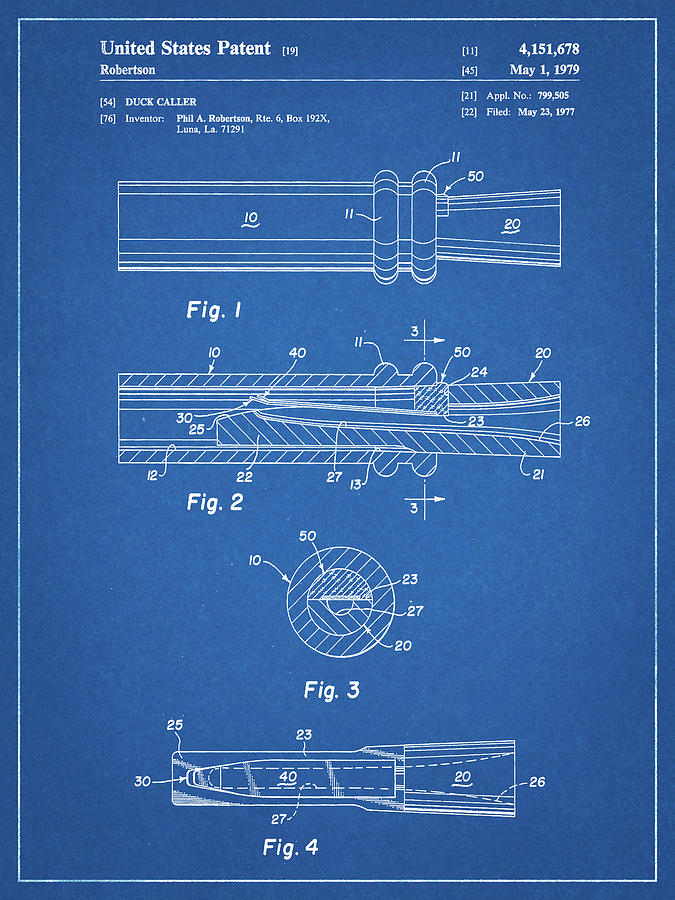 Patents Digital Art - Pp789-blueprint Duck Call Patent Poster by Cole Borders