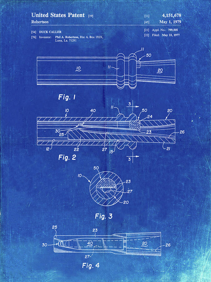 Patents Digital Art - Pp789-faded Blueprint Duck Call Patent Poster by Cole Borders