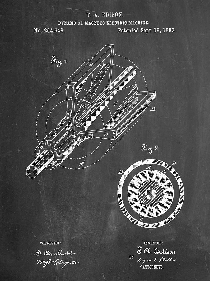 Patents Digital Art - Pp793-chalkboard Edison Dynamo Electrical Generator Patent Print by Cole Borders