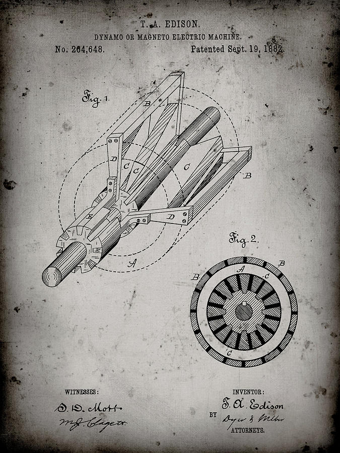 Patents Digital Art - Pp793-faded Grey Edison Dynamo Electrical Generator Patent Print by Cole Borders