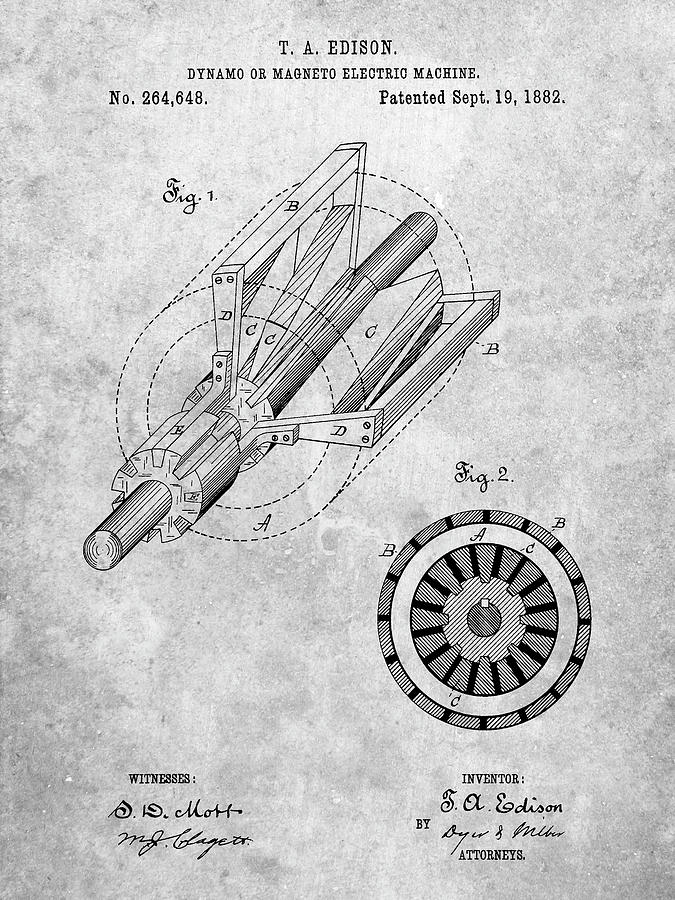 Patents Digital Art - Pp793-slate Edison Dynamo Electrical Generator Patent Print by Cole Borders