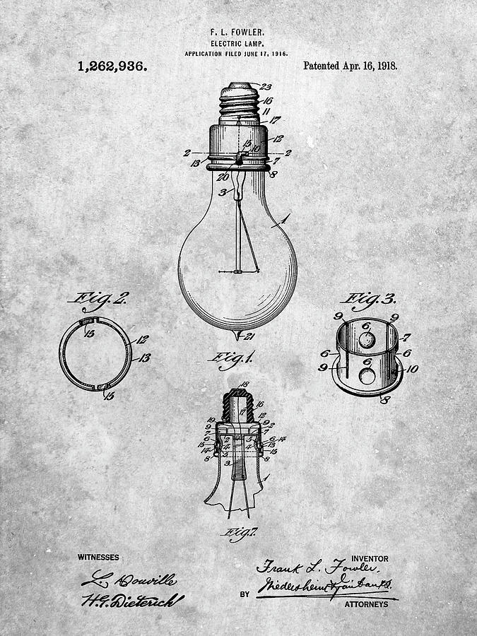 Pp800-slate Electric Lamp Patent Poster Digital Art by Cole Borders ...