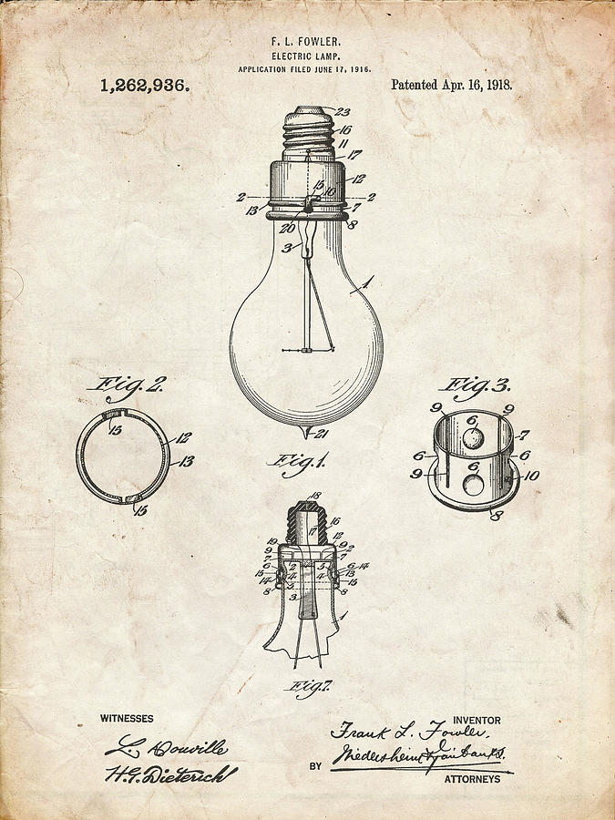 Lamp Digital Art - Pp800-vintage Parchment Electric Lamp Patent Poster by Cole Borders