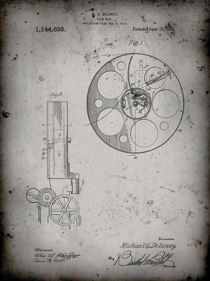 Pp807-faded Grey Film Reel 1915 Patent Poster Digital Art by Cole ...