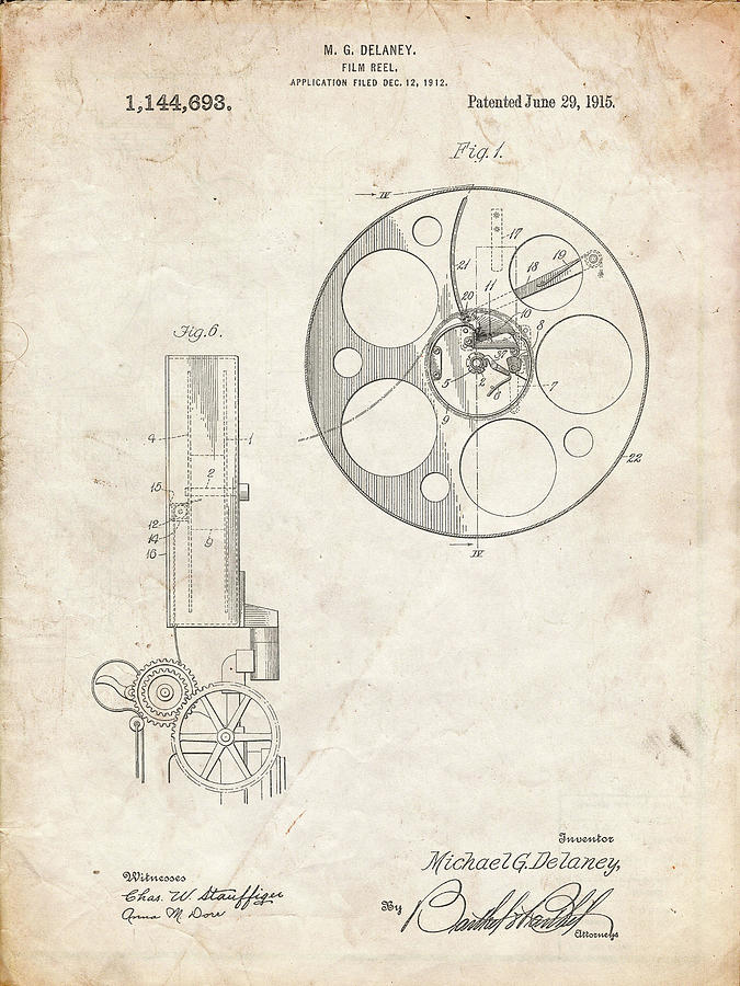 Pp807-vintage Parchment Film Reel 1915 Patent Poster Digital Art by ...