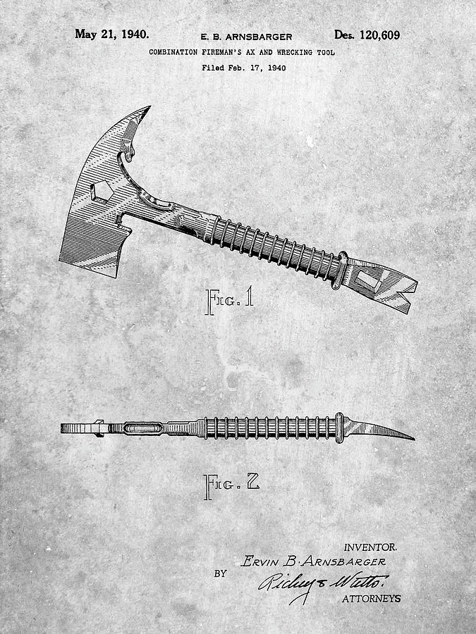 Tool Digital Art - Pp812-slate Firemans Axe 1940 Patent Poster by Cole Borders