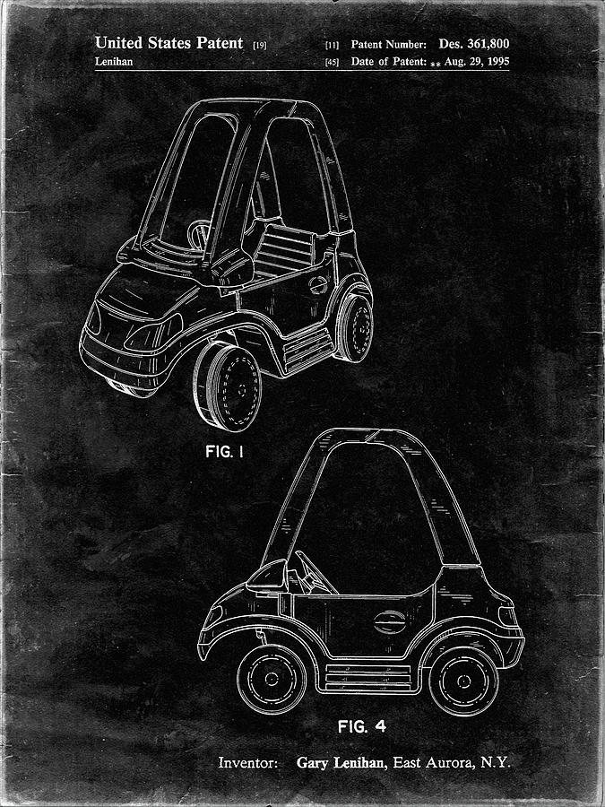 Patents Digital Art - Pp816-black Grunge Fisher Price Toy Car Patent Poster by Cole Borders
