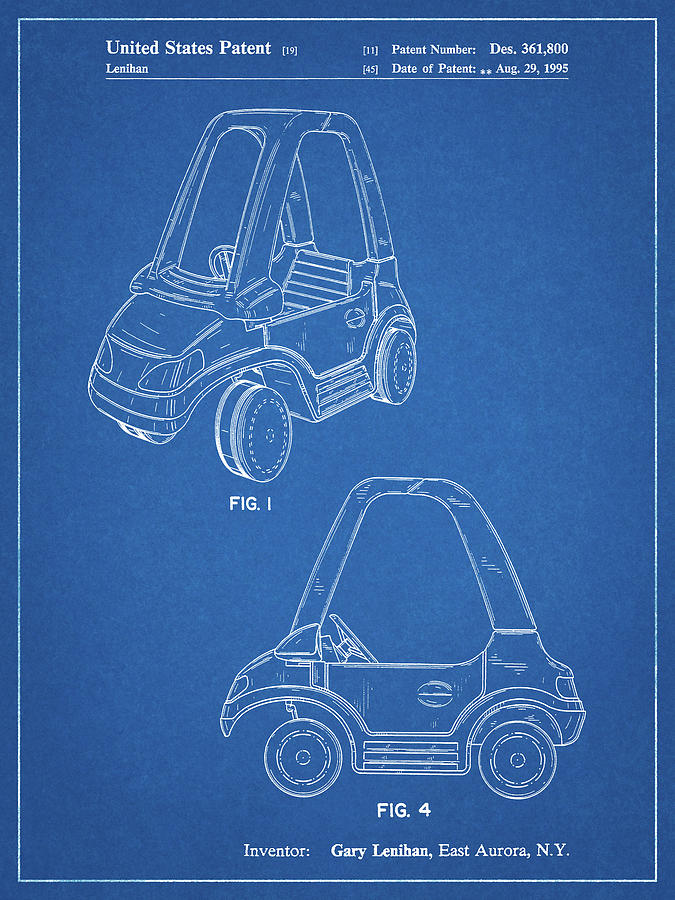 Patents Digital Art - Pp816-blueprint Fisher Price Toy Car Patent Poster by Cole Borders