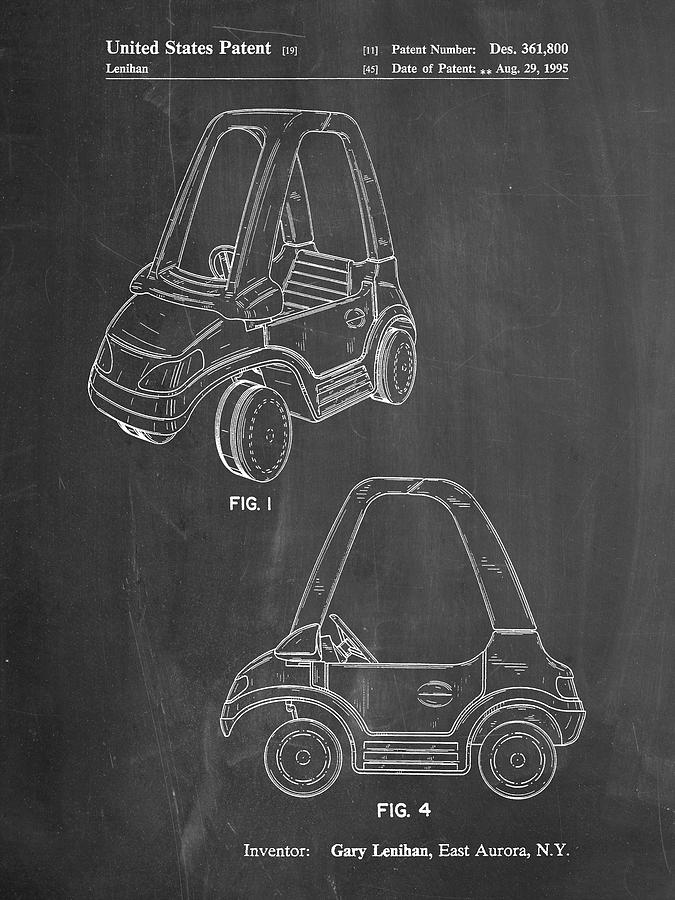 Patents Digital Art - Pp816-chalkboard Fisher Price Toy Car Patent Poster by Cole Borders