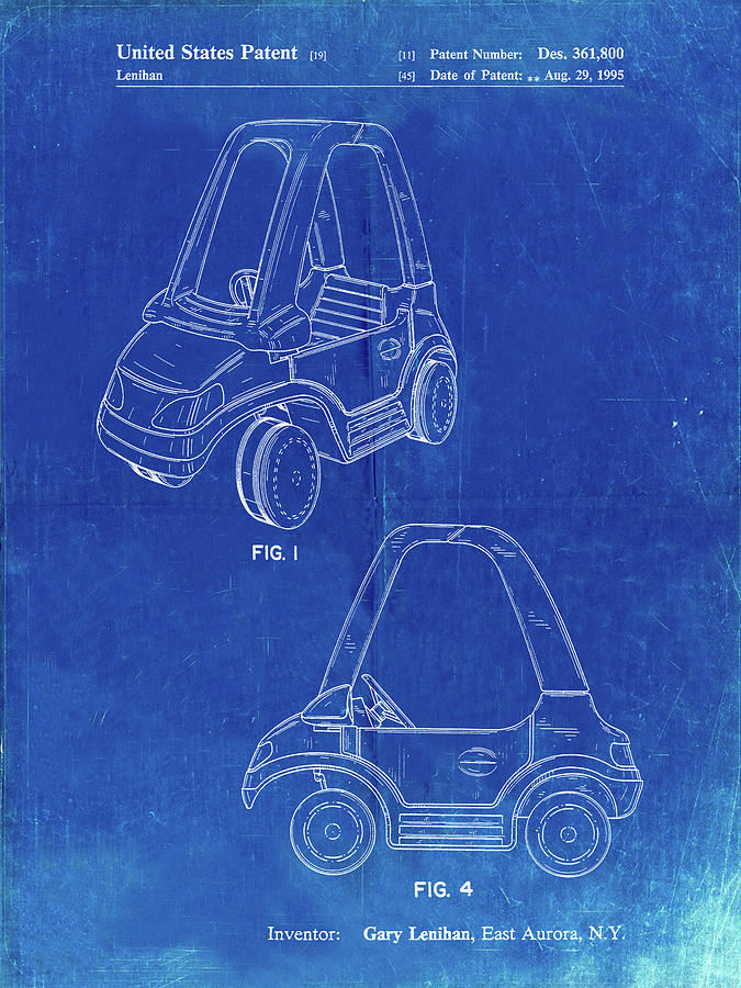 Patents Digital Art - Pp816-faded Blueprint Fisher Price Toy Car Patent Poster by Cole Borders