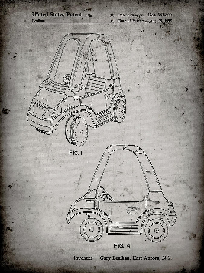 Patents Digital Art - Pp816-faded Grey Fisher Price Toy Car Patent Poster by Cole Borders