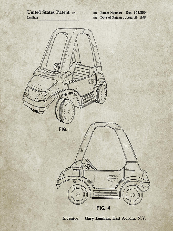 Patents Digital Art - Pp816-sandstone Fisher Price Toy Car Patent Poster by Cole Borders