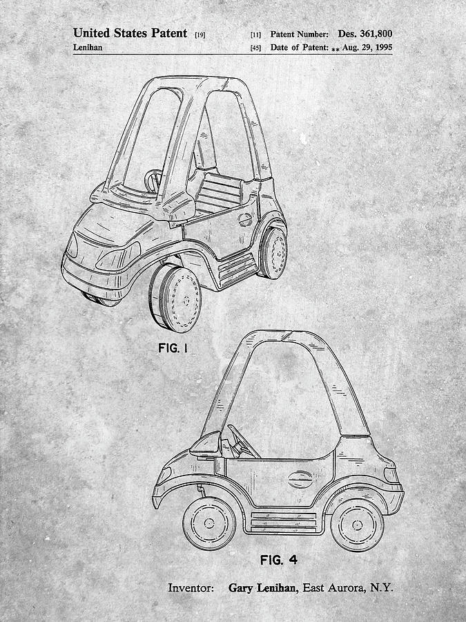 Patents Digital Art - Pp816-slate Fisher Price Toy Car Patent Poster by Cole Borders